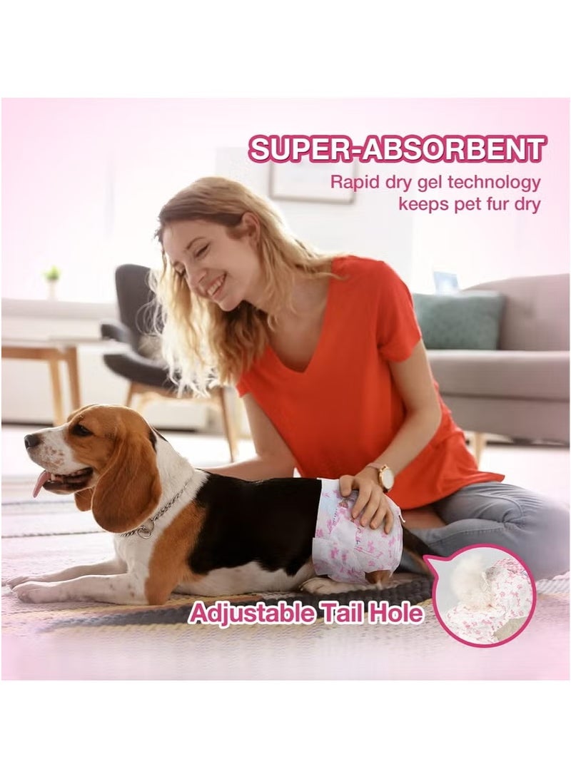 MileMelo Disposable Pet Diapers Female Dogs Super Absorbent Soft Including 20 Count for Puppy Cats or Dogs 6-14kg Pink Size L - Image 2