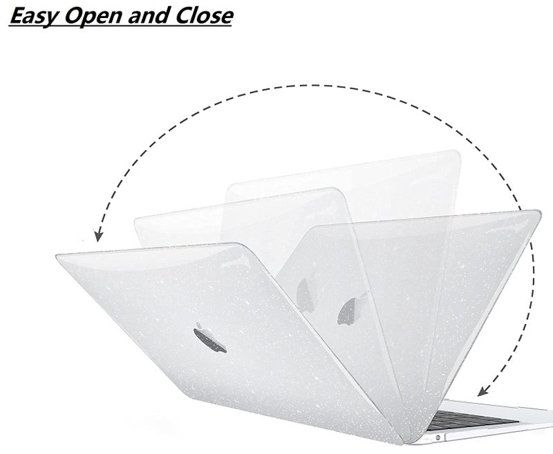 Midkart Hard Shell Plastic Case Cover Compatible with MacBook Air 13 Inch with Touch ID (Model M1 A2337 / A1932 / A2179, Release 2021-2018) with Key Guard & Dust Plugs, Transparent Glitter - Image 4
