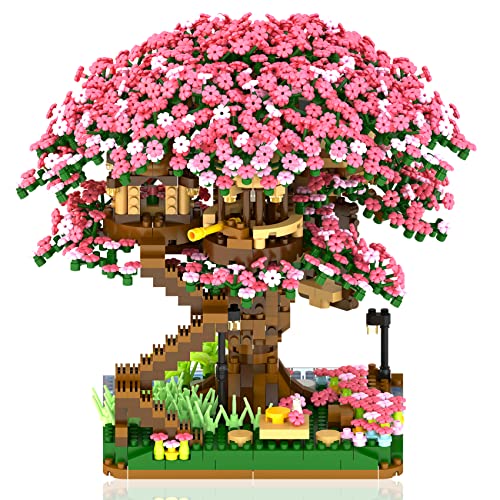 Bibilock Cherry Bonsai Tree Building Sets for GirlsMicro Mini Building Blocks of Cherry Blossom Bonsai Tree kit2008pcs Mini Bricks Sakura Tree House Good Gift for You - Image 1