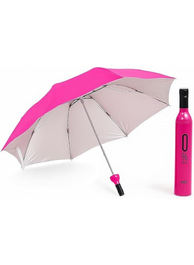 مظلة زجاجة أنيقة - قابلة للطي، مقاومة للماء والرياح، حماية مخزنة في شارع على شكل زجاجة من الأشعة فوق البنفسجية، سهلة الحمل l