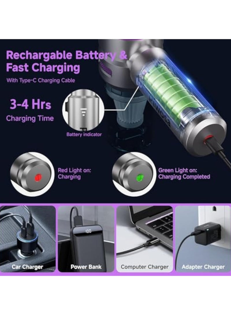آسي بلاي مكنسة كهربائية محمولة بلا سلك، شفط قوي 16 كيلو باسكال، مكنسة سيارات بمحرك بدون فرشاة، منفاخ ومجفف هواء 4 في 1، ضوء LED، شحن سريع من نوع C، مكنسة صغيرة محمولة للاستخدام في المنزل والحيوانات الأليفة - Image 3