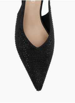 Paprika Women Embellished Pointed Toe Slingback Shoes with Kitten Heels  - Image 4