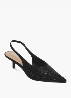 Paprika Women Embellished Pointed Toe Slingback Shoes with Kitten Heels  - Image 2