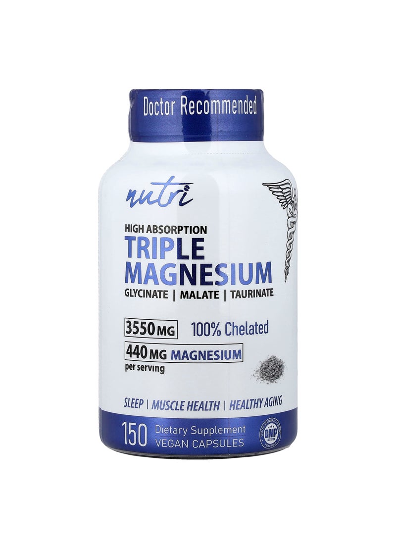 Nutri, Triple Magnesium, High Absorption, 150 Vegan Capsules