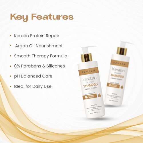 SEVAEN Keratin Shampoo & Conditioner Combo Pack (250 ml Each) | Enriched with Argan Oil | Mild Daily Care for Dry, Damaged, Curly & Frizzy Hair | Thickening for Fine & Thin Hair - Image 2