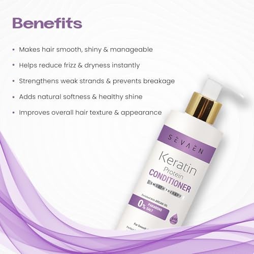 SEVAEN Keratin Shampoo & Conditioner Combo Pack (250 ml Each) | Enriched with Argan Oil | Mild Daily Care for Dry, Damaged, Curly & Frizzy Hair | Thickening for Fine & Thin Hair - Image 5