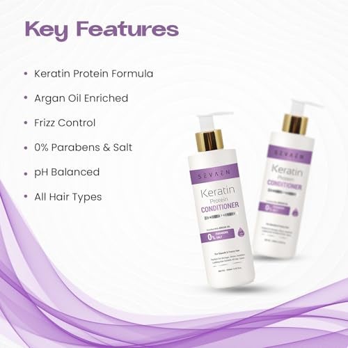 SEVAEN Keratin Shampoo & Conditioner Combo Pack (250 ml Each) | Enriched with Argan Oil | Mild Daily Care for Dry, Damaged, Curly & Frizzy Hair | Thickening for Fine & Thin Hair - Image 3