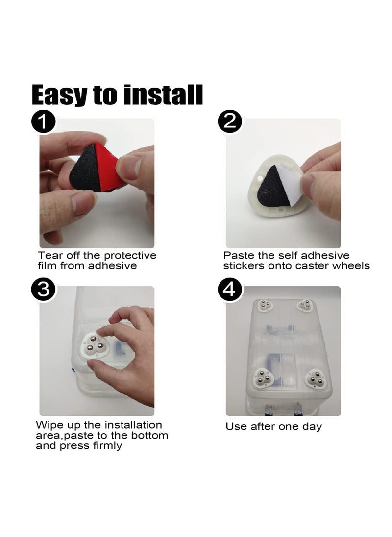 AARU BHAKTI ENTERPRISE ABE Self Adhesive Caster Wheels 360 Swivel Universal Wheel Mini Roller Ball Transfer Bearing for Small Kitchen Appliances Storage with 3 Ball Bearings White 4 PCS 3 Wheels  - Image 4