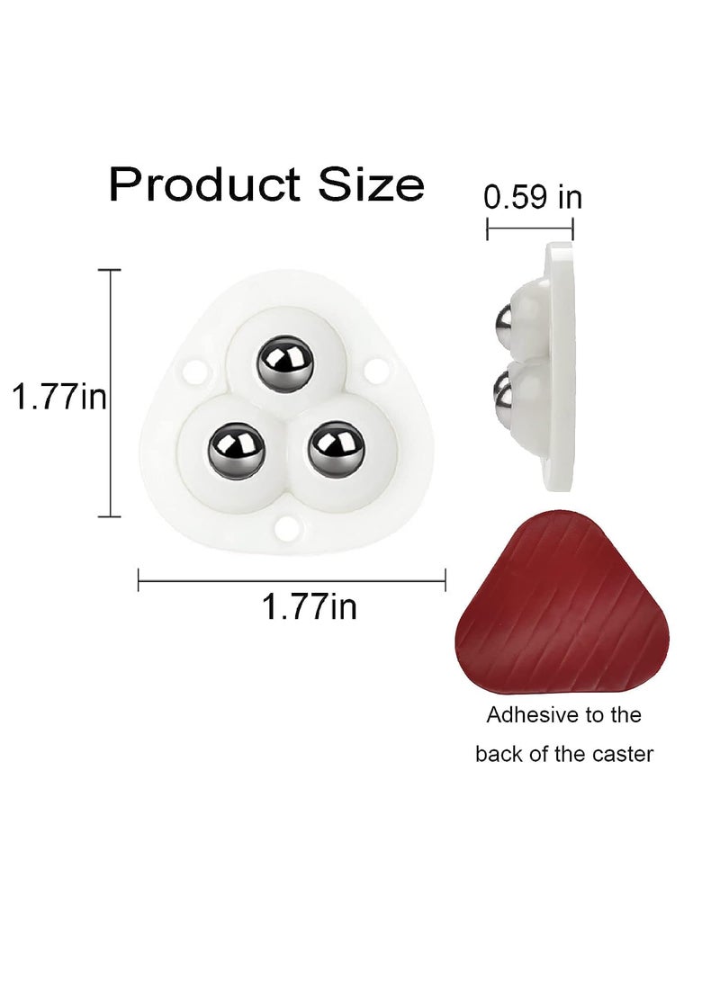 AARU BHAKTI ENTERPRISE ABE Self Adhesive Caster Wheels 360 Swivel Universal Wheel Mini Roller Ball Transfer Bearing for Small Kitchen Appliances Storage with 3 Ball Bearings White 4 PCS 3 Wheels  - Image 2