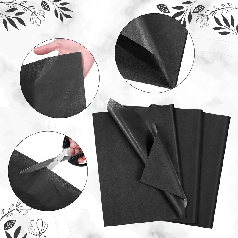 Naler 60 Sheets Black Tissue Paper Black Gift Wrapping Tissue Paper Bulk for Art Craft Flower Pom Pom Wedding Birthday Valentine's Day Decoration, 14x20 Inch - Image 3