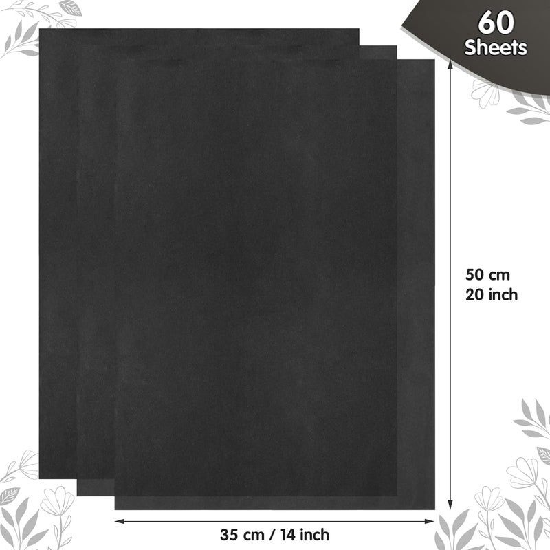 Naler 60 Sheets Black Tissue Paper Black Gift Wrapping Tissue Paper Bulk for Art Craft Flower Pom Pom Wedding Birthday Valentine's Day Decoration, 14x20 Inch - Image 2