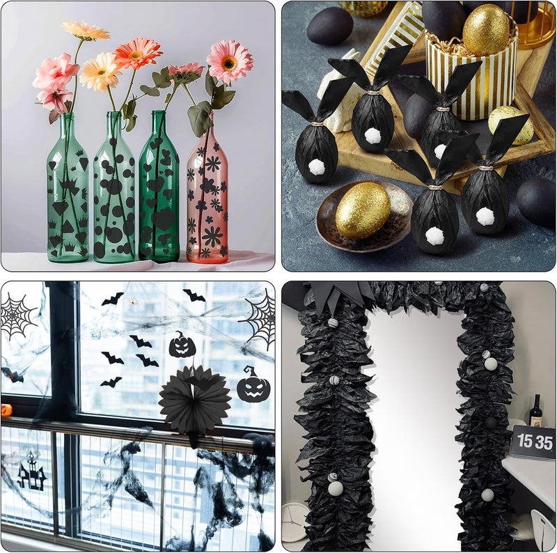Naler 60 Sheets Black Tissue Paper Black Gift Wrapping Tissue Paper Bulk for Art Craft Flower Pom Pom Wedding Birthday Valentine's Day Decoration, 14x20 Inch - Image 5