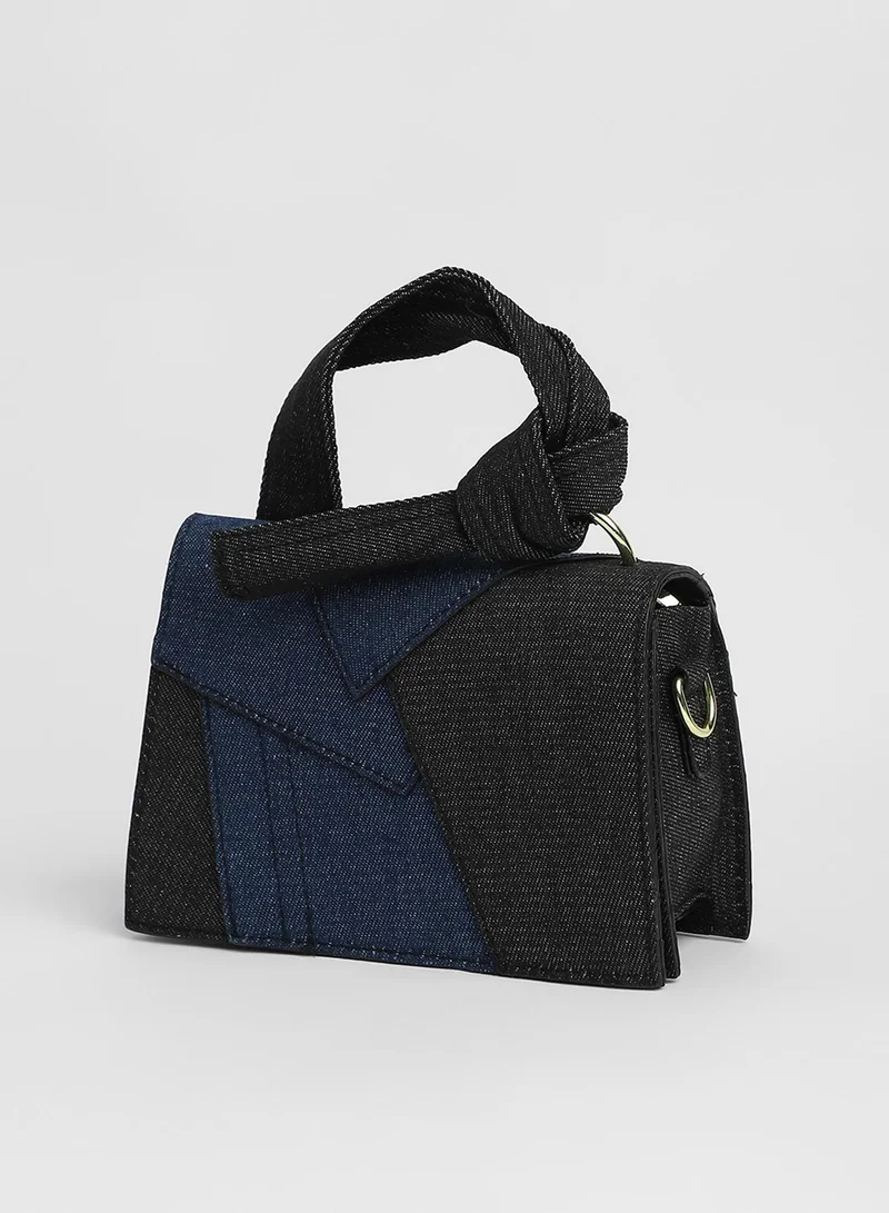 Haute Sauce  The Denim Sash Hand Bag - Navy Blue for Women | Best Price UAE