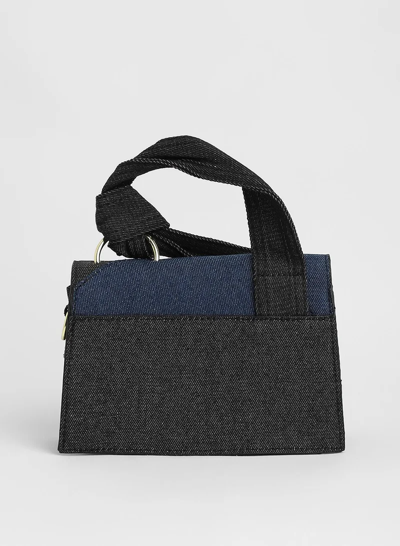 Haute Sauce  The Denim Sash Hand Bag - Navy Blue for Women | Best Price UAE