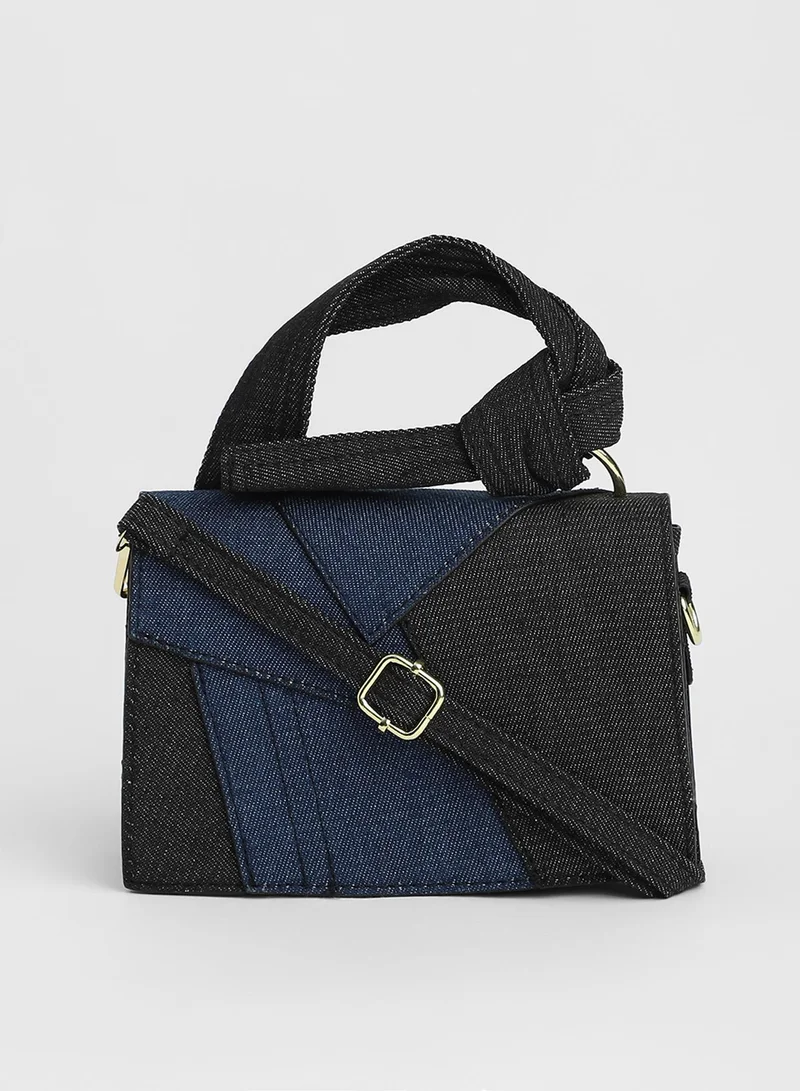Haute Sauce  The Denim Sash Hand Bag - Navy Blue for Women | Best Price UAE