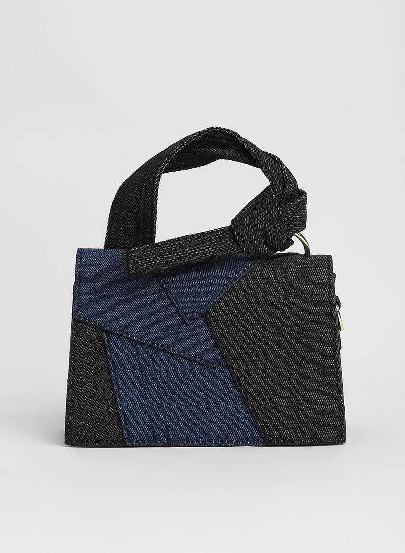 Haute Sauce  The Denim Sash Hand Bag - Navy Blue for Women | Best Price UAE