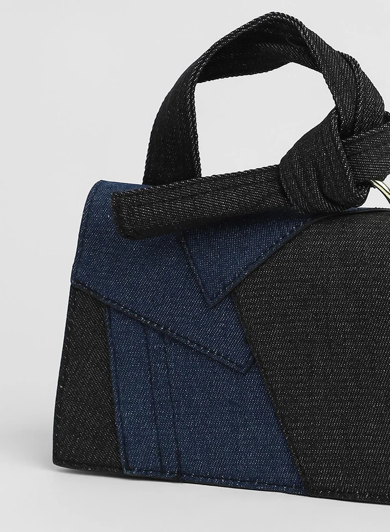 Haute Sauce  The Denim Sash Hand Bag - Navy Blue for Women | Best Price UAE