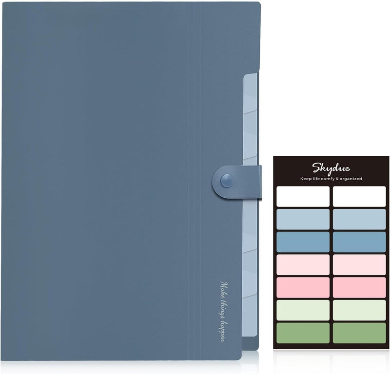 Skydue Expanding File Organizer with 8 Pockets, Accordion File Folders with Labels, Portable Document Paper Bill Receipt Organizer, Home College School Office Supplies, Letter Size, Blue - Image 2