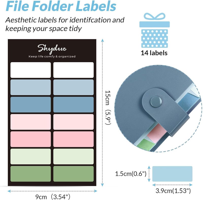 Skydue Expanding File Organizer with 8 Pockets, Accordion File Folders with Labels, Portable Document Paper Bill Receipt Organizer, Home College School Office Supplies, Letter Size, Blue - Image 4