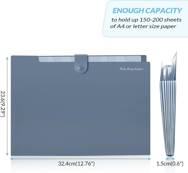 Skydue Expanding File Organizer with 8 Pockets, Accordion File Folders with Labels, Portable Document Paper Bill Receipt Organizer, Home College School Office Supplies, Letter Size, Blue - Image 5