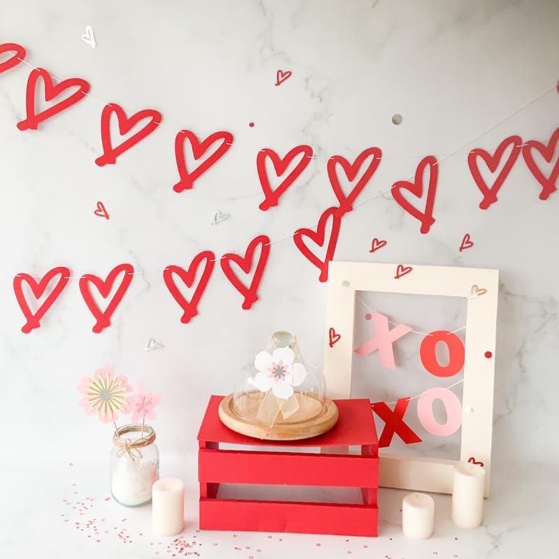Pinfliers Anniversary Decoration Items/Paper XOXO Bunting Flags for Decorations, Banner, Streamers, Pennants/Proposal, Romantic, Date, First Night Room/Wall, Backdrop Décor/Red, Pink/ 20 pc/ 67 in - Image 5