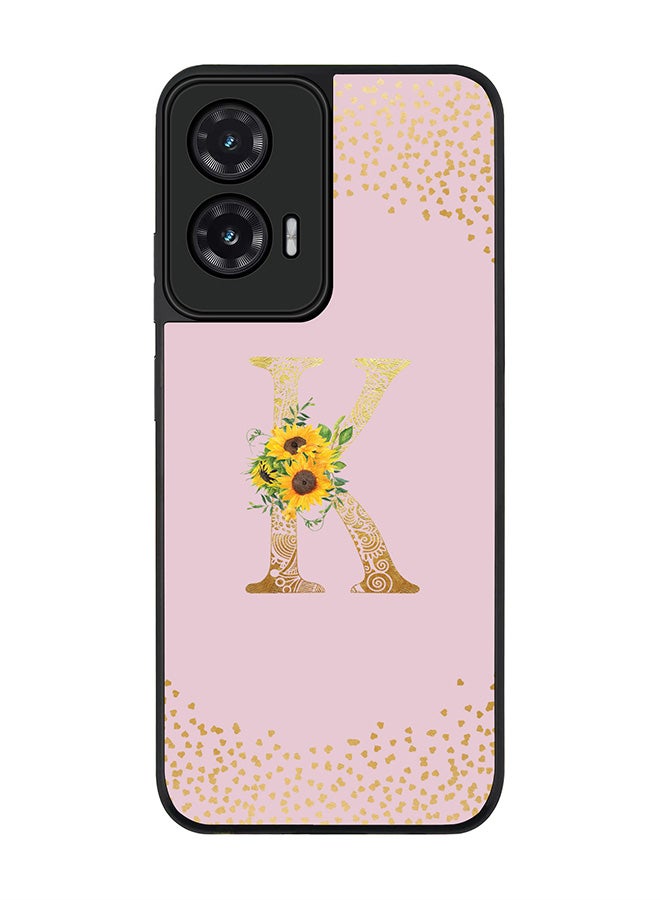 Stylizedd For Motorola Moto G35 Case,Slim fit Camera Protection, Shockproof Thin Phone cover  - Custom Floral Monogram - K  (Pink )
