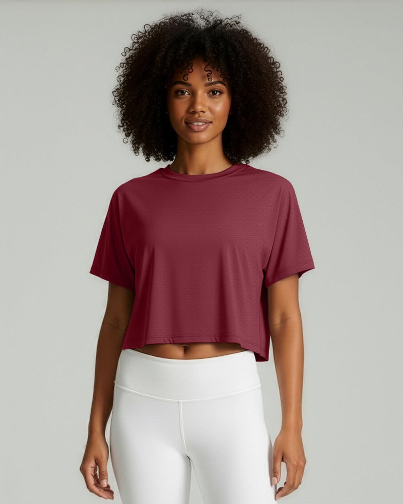 REALESSENTIALS Real Essentials 5 Pack: Women's Dry-Fit Breeze Tech Crop Tops â€“ Short Sleeve Athletic Workout, Yoga Tees (Available in Plus)- Set 6, XS - Image 2