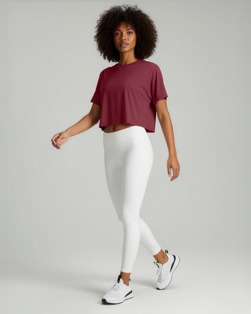 REALESSENTIALS Real Essentials 5 Pack: Women's Dry-Fit Breeze Tech Crop Tops â€“ Short Sleeve Athletic Workout, Yoga Tees (Available in Plus)- Set 6, XS - Image 4