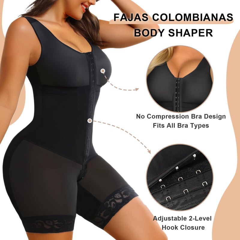 SHAPERX Women's Fajas Colombianas Tummy Control Shapewear Postpartum Full Body Shaper Butt Lifter Bodysuit, SZ7302-Black-2XL - Image 3