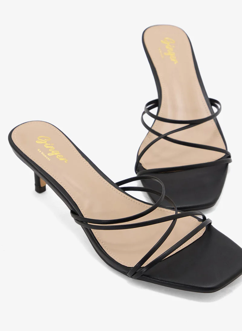 Ginger Black Strappy Backstrap Heel Sandal for Women | Best Price UAE