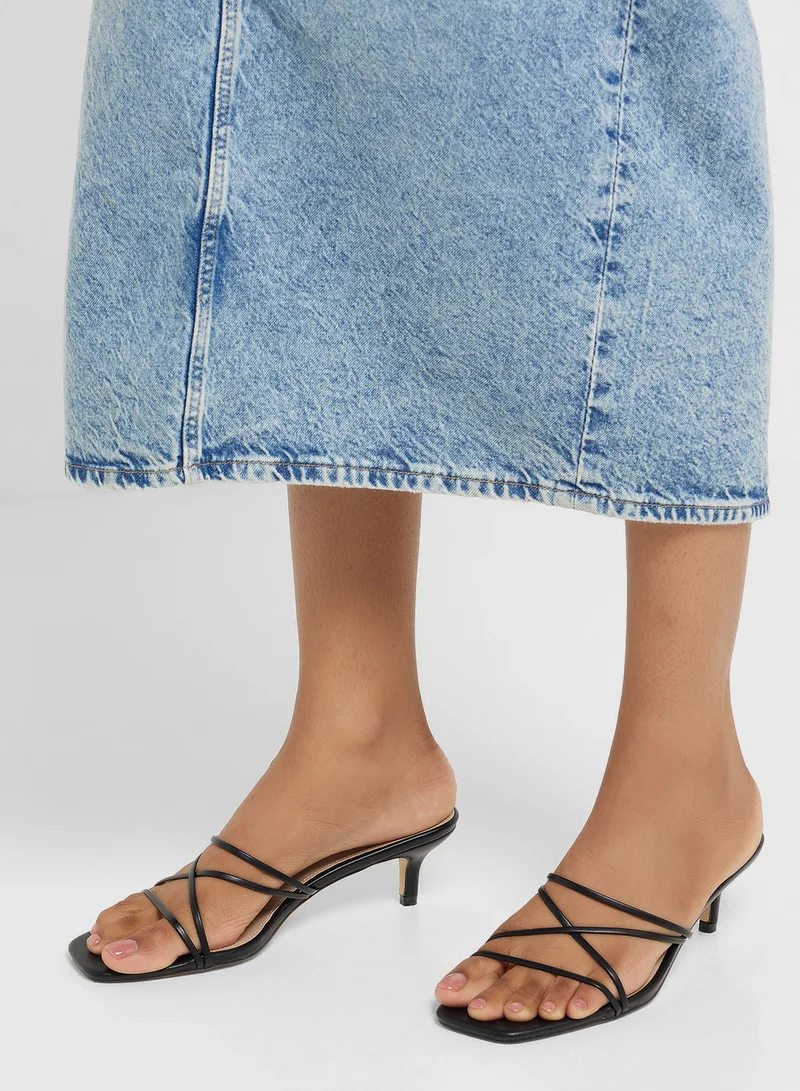Ginger Black Strappy Backstrap Heel Sandal for Women | Best Price UAE