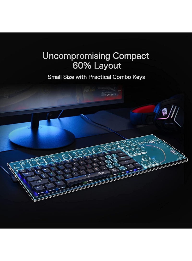 لوحة مفاتيح الألعاب الميكانيكية Redragon K614 Anivia PRO RGB - مفتاح أحمر منخفض المستوى - لاسلكي/بلوتوث/سلكي (أسود) - Image 3