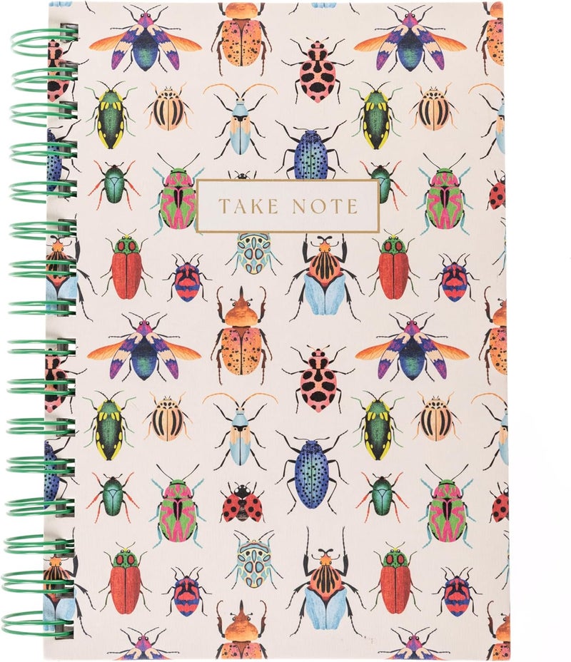 Graphique Beetles Hardbound Spiral Journal, 160 Ruled Pages Hard Cover Notebook, Diary, Lists, Record Month and Date, Premium Paper, 6” x 8” - Image 1