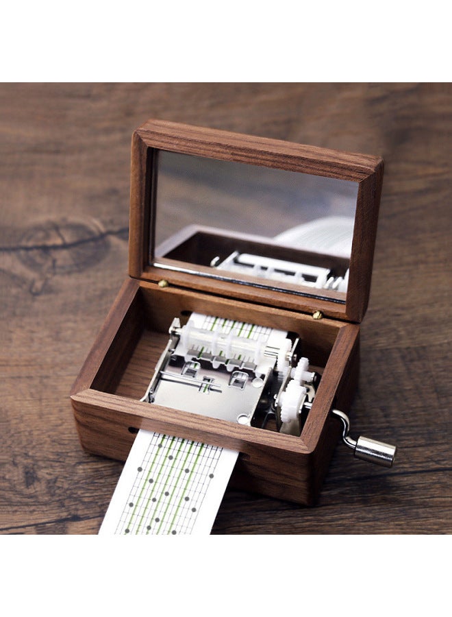Flying Song 15/30 Tone Hand-cranked Paper Tape Music Box Vintage Wooden Diy Harmonica Box Creative Gift Diy-Color:05  Hollow Classical Red-Dimensions:1 - Image 5