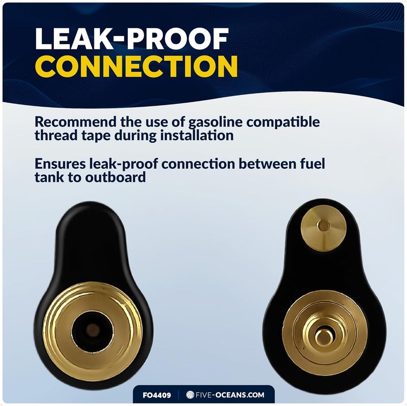 Five Oceans Brass 1/4” NPT Male Connector for Mercury Fuel Tank Connection - Image 5