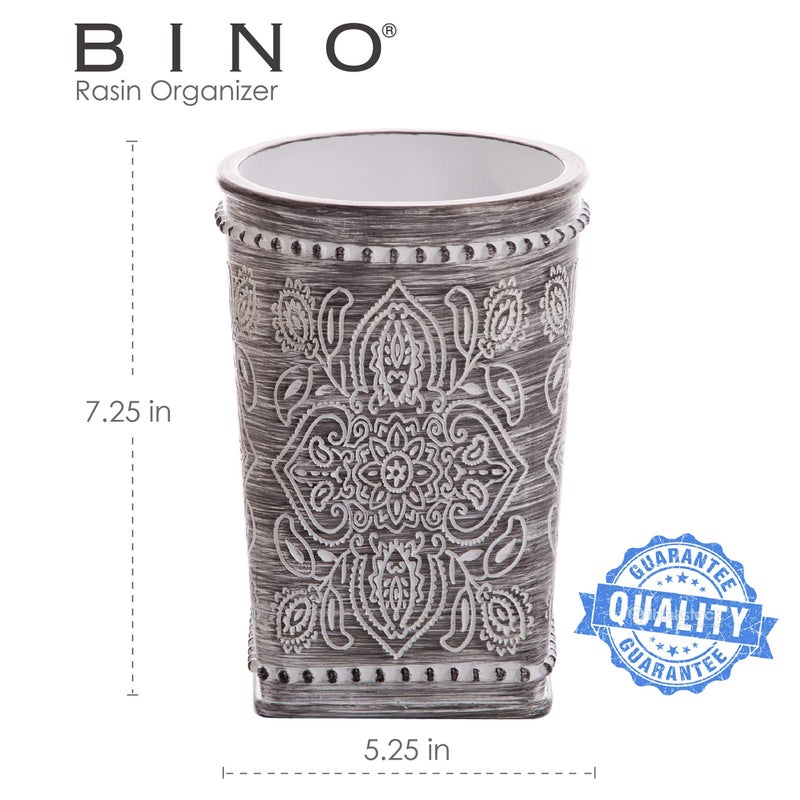 BINO BINO Kitchen Utensil Holder for Countertop  Grey Wildflower - Utensil Caddy countertop utensil holder Utensil Crocks for kitchen Cooking Utensil Holder Kitchen Utensils Holder Spatula Holder - Image 2