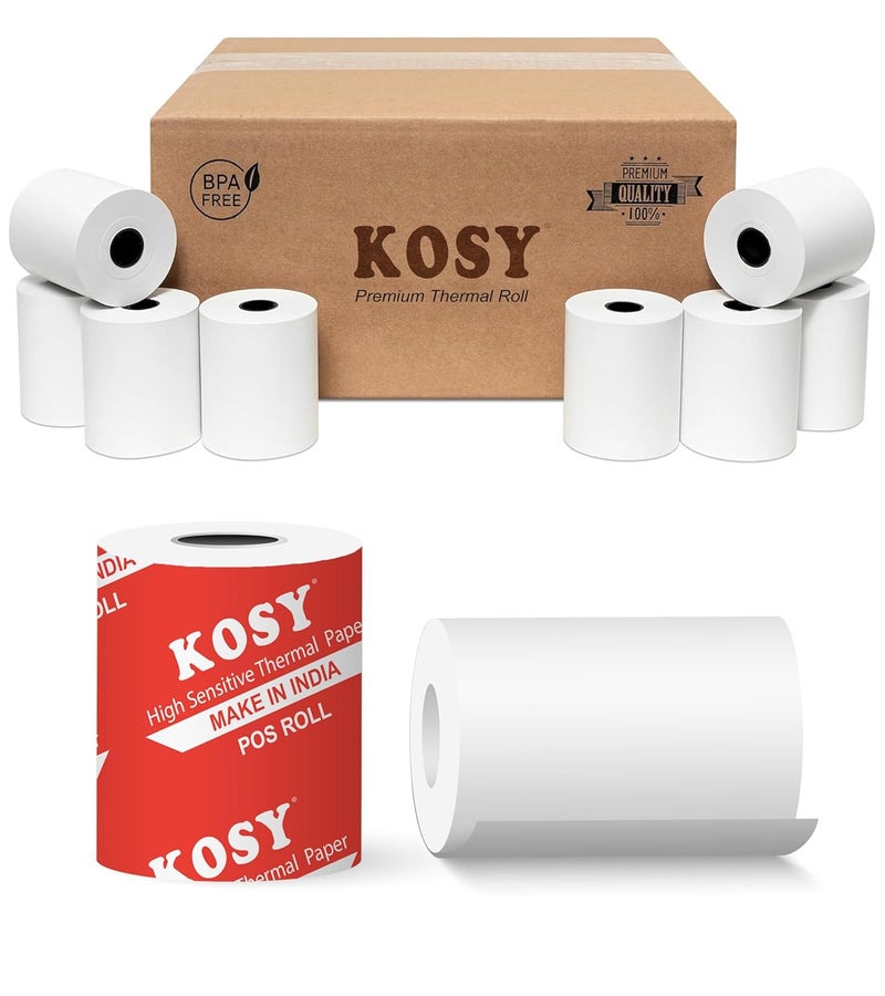 KOSY 80mm (3 Inch) BPA-Free Thermal Paper Rolls for POS Machine | Pack Of 18 | 3 Inch Receipt Paper Roll Compatible with Mini Thermal Printer & POS Machine, EDC Machine, Cash Register, ATM & More - Image 1