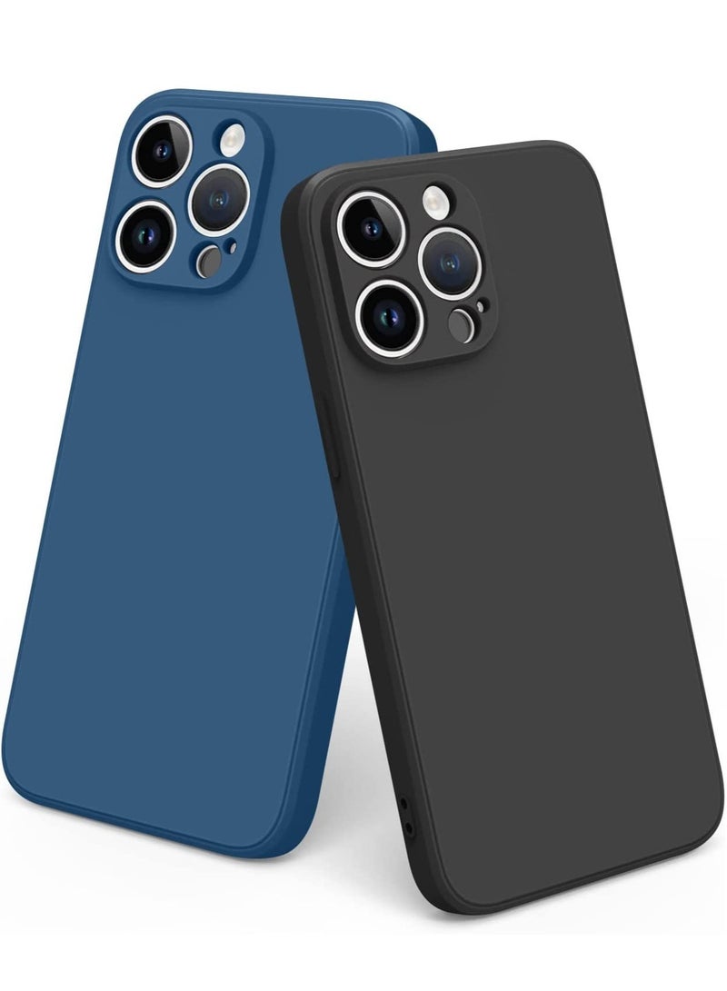 ELTRAZONE 2 PCS of Silicone Protective Case, Compatible With iPhone 14 Pro Max 6.7 “, Full Body Protection, Shock -proof Soft Liquid Silicone Protective Case (Black/Navy Blue) - Image 1