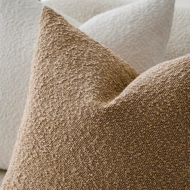 Foindtower Pack of 2, Decorative Textured Boucle Throw Pillow Covers Accent Solid Pillow Cases Cozy Soft Couch Cushion Case for Chair Sofa Bedroom Living Room Home Decor 22 x 22 Inch Taupe Khaki Camel - Image 4