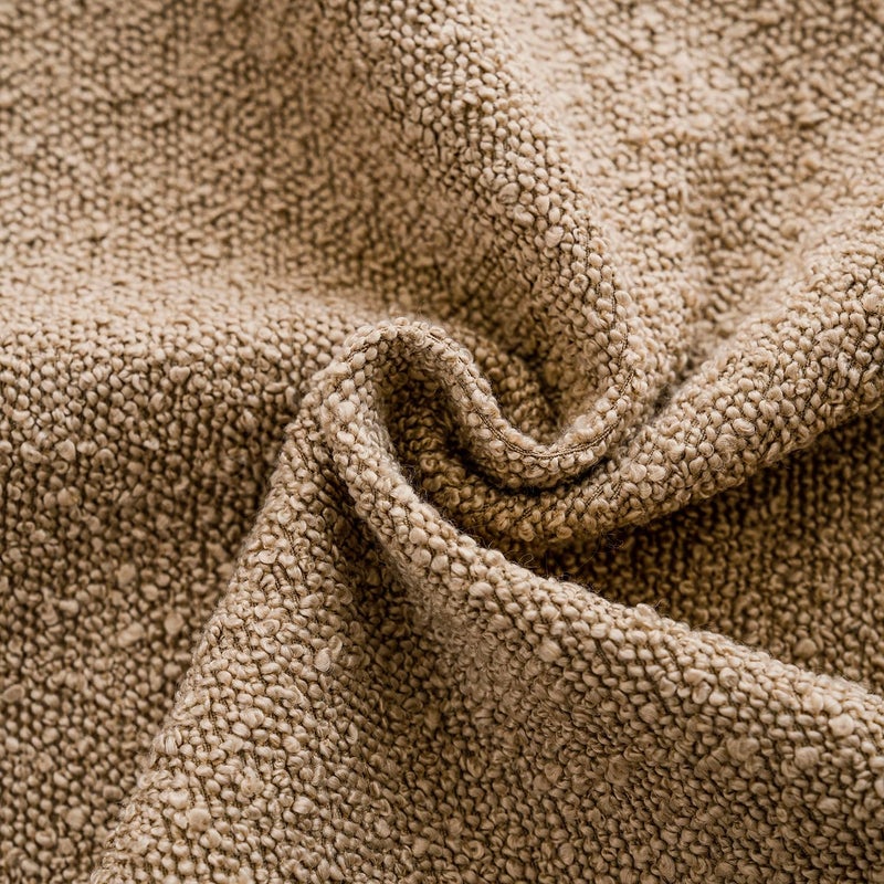 Foindtower Pack of 2, Decorative Textured Boucle Throw Pillow Covers Accent Solid Pillow Cases Cozy Soft Couch Cushion Case for Chair Sofa Bedroom Living Room Home Decor 22 x 22 Inch Taupe Khaki Camel - Image 2