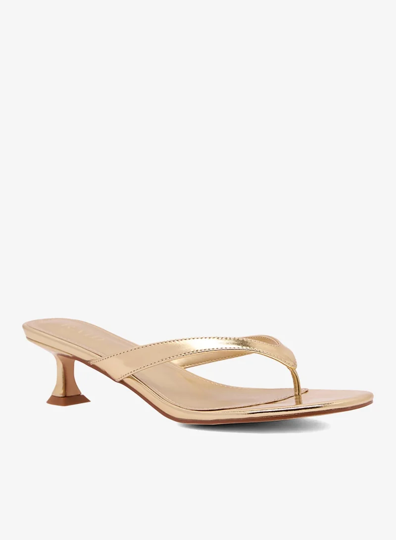 RAID GOLD PU Heeled Thong Sandals for Women | Best Price UAE