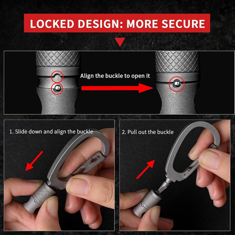 FEGVE Titanium Quick Release Keychain Clip and 28mm Key Ring, Detachable Keychain Lock Design, Rotating key Holder Clip for Men - Image 3
