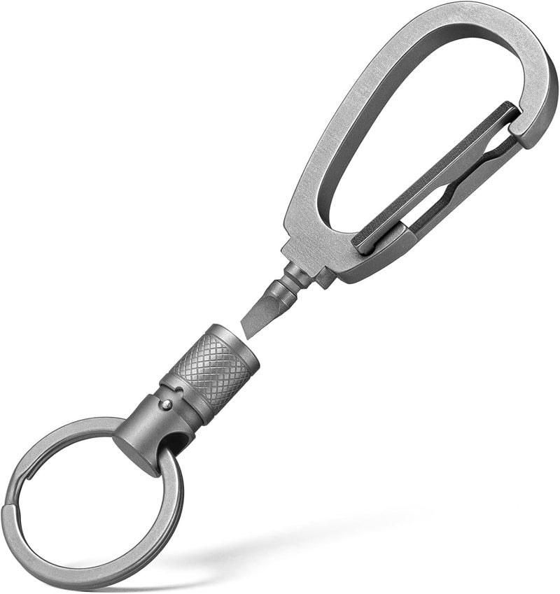 FEGVE Titanium Quick Release Keychain Clip and 28mm Key Ring, Detachable Keychain Lock Design, Rotating key Holder Clip for Men - Image 1