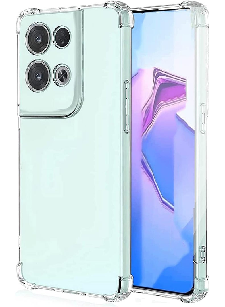 Theodor Oppo Reno 8 Pro Clear Case, Shock-Absorption TPU Cell Phone Cover with Reinforced Corners, Soft Flexible & Crystal Clear Protective Bumper Case - Image 1