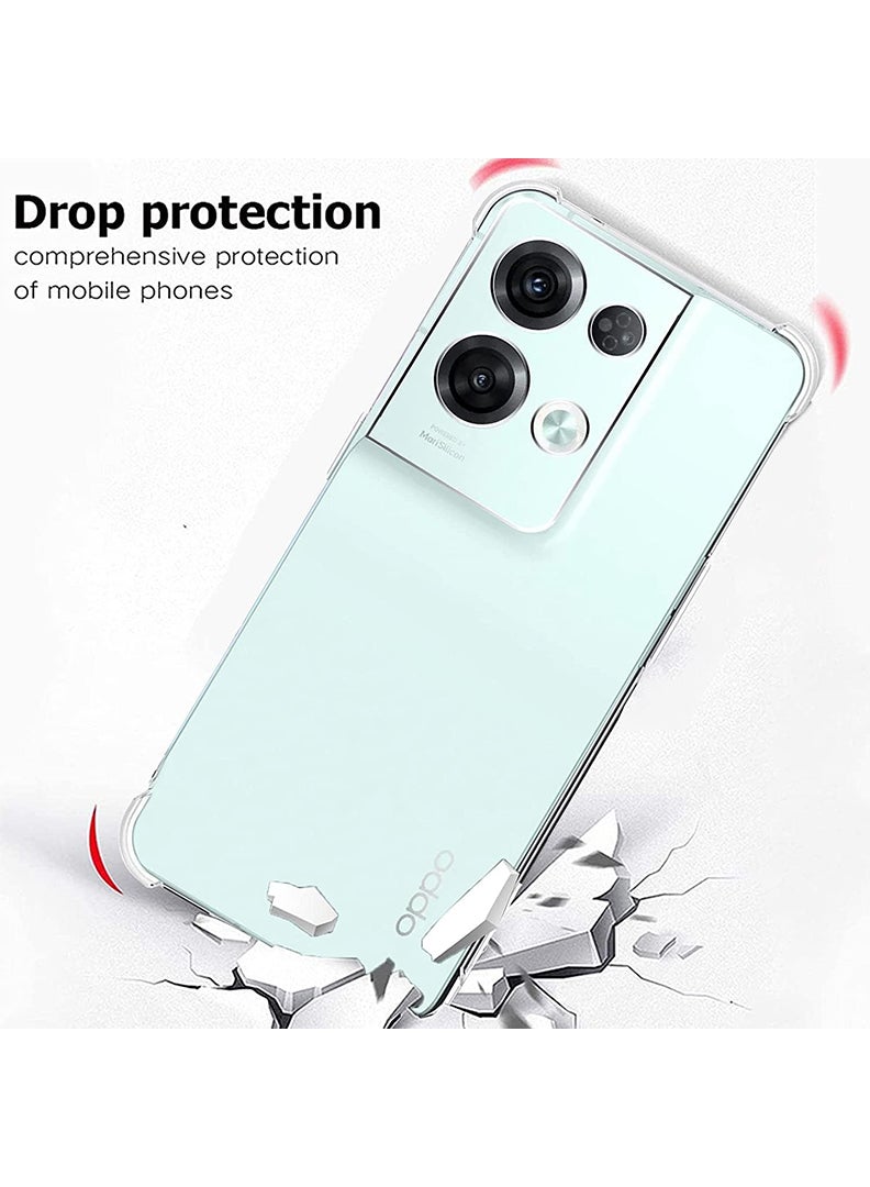 Theodor Oppo Reno 8 Pro Clear Case, Shock-Absorption TPU Cell Phone Cover with Reinforced Corners, Soft Flexible & Crystal Clear Protective Bumper Case - Image 3