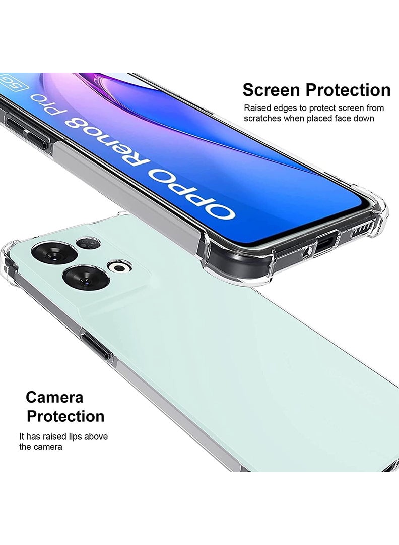 Theodor Oppo Reno 8 Pro Clear Case, Shock-Absorption TPU Cell Phone Cover with Reinforced Corners, Soft Flexible & Crystal Clear Protective Bumper Case - Image 4