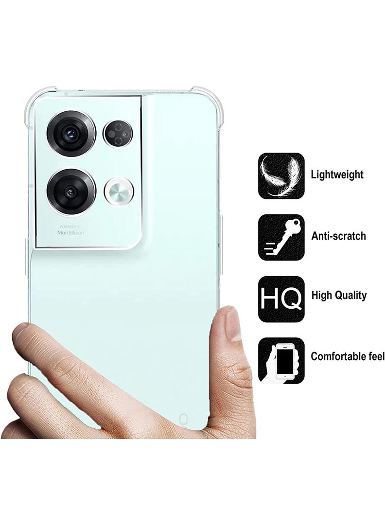 Theodor Oppo Reno 8 Pro Clear Case, Shock-Absorption TPU Cell Phone Cover with Reinforced Corners, Soft Flexible & Crystal Clear Protective Bumper Case - Image 2