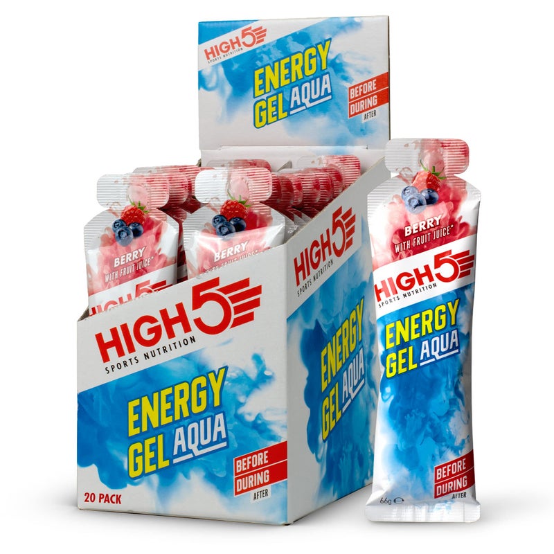 High5 Energy Gel Aqua - Quick Release Sports Gels to Power Muscles for Peak Performance - Natural Fruit Juice & Caffeine-Free - Energy Boost for Running, Cycling and Endurance (Berry, 20 x 66g) - Image 1