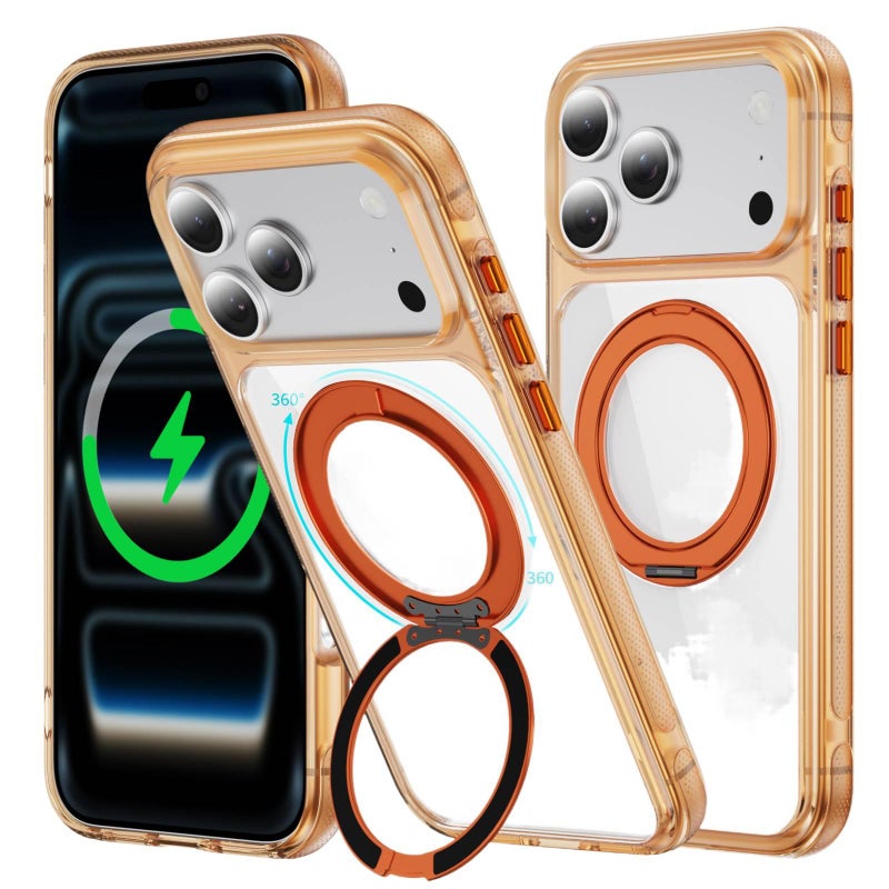 غطاء MagSafe بAcrylic لـ iPhone 15 / 15 Plus / 15 Pro / 15 Pro Max مع حماية من السقوط وحامل قائم مع مقاوم للصدمات مع مغناطيس قوي مع تصميم ثنائي اللون باللون بنفسجي مغناطيسي بوظيفة. - Layan Lure - Image 3