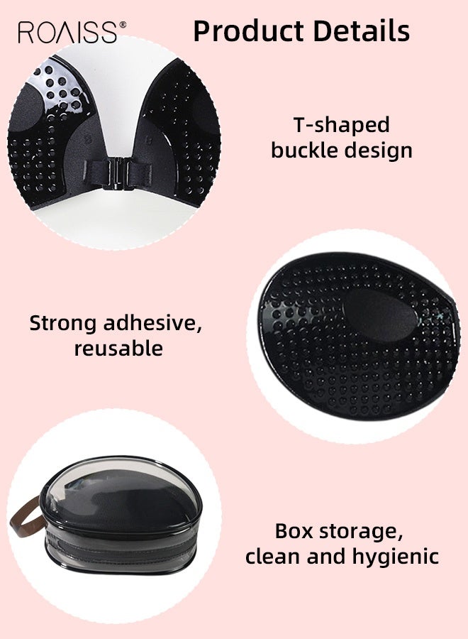roaiss Women's 2-Pack Round Chest Stickers Invisible Strapless Push up Bra Reusable Ladies Breathable Sticky Bras for Deep V Dresses and Daily Wear Individually Packed Zipper Box - Image 5